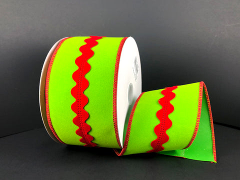 Lime Velvet Red Rick Rack Ribbon