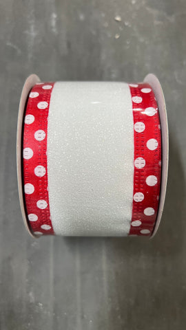 Red/White Polka Dot with White Glitter Ribbon